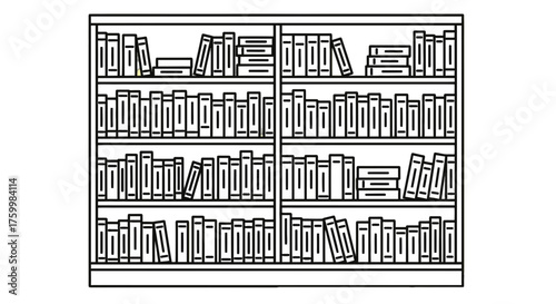 Bibliophile's Dream: A Detailed Silhouette of Bookshelves on a Black Background