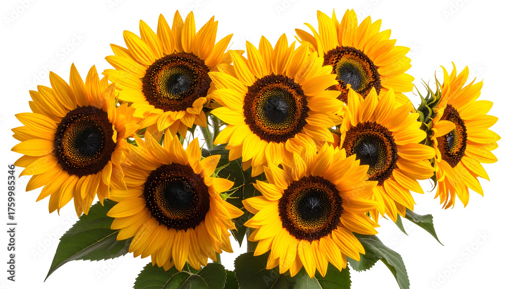 Fototapeta premium A vibrant bouquet of sunflowers with golden petals and dark centers, a symbol of summer