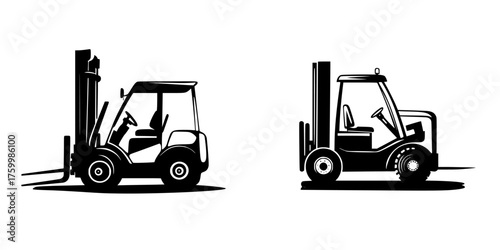 Forklifts in industrial setting during daylight showcasing their distinct designs and capabilities for material handling tasks