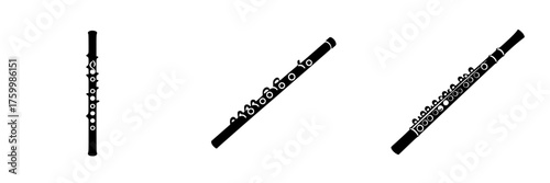 Collection of simple flute silhouettes representing various styles and designs