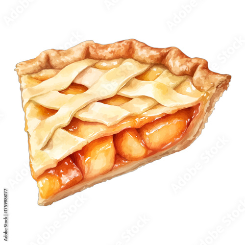 Watercolor Slice of Apple Pie Clipart: Rustic Dessert Illustration
