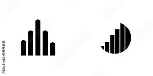 Modern graphic design with abstract bars and circular shapes showcasing growth and progress in minimalistic style