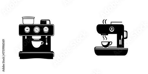 Coffee machines showcasing different brewing methods in a minimalistic design