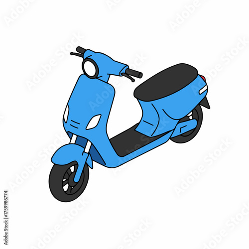 Simple Flat Illustration Electric Scooter Transportation Vehicle Isolated Design