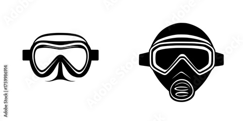 Diving masks and gas masks displayed together, highlighting different uses in various environments