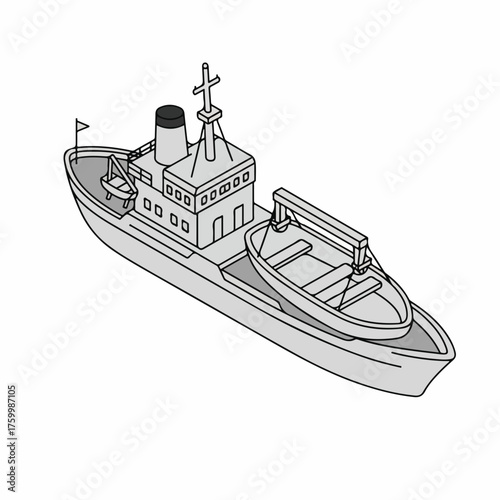 Isometric Detailed Liner Ship Transport Artwork Illustration