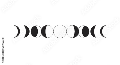 Celestial Cycle: A Minimalist Depiction of Lunar Phases in the Night Sky