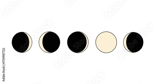 Celestial Cycle Depicted Through An Array Of Phases Underneath The Night Sky