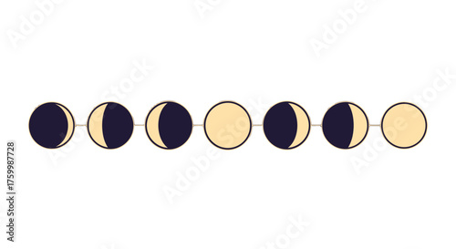 Celestial Cycle: Illustrating Moon Phases on a Black Background for Design Projects