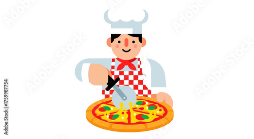 Chef Presenting And Slicing Freshly Baked Pizza Ready To Serve For Dinners Tonight