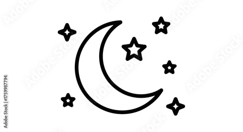 Celestial Display Of The Crescent Moon And Shimmering Stars Over The Evening Sky