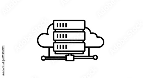 Cloud Server And Data Storage Icon On Black Background For Digital Use