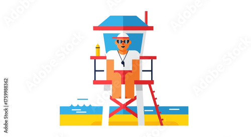 Coastal Sentinel Vigilance: A Lifeguard's Watch Over the Sun-Kissed Shoreline