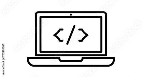 Coding Icon Depicted On A Modern Laptop Screen Symbolic Of Digital Innovation In The Tech World