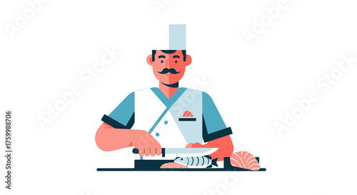 Chef Preparing Gourmet Sushi With Focus, Precision And Artistic Presentation Today