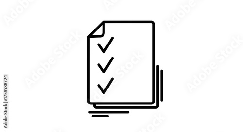 Completed Tasks Document Illustration Showing Confirmation Symbols With Minimalist Design