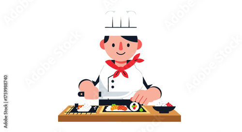 Chef Preparing Sushi Delicacies With Meticulous Precision And Culinary Artistry
