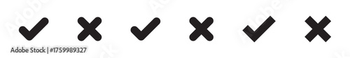 Green tick and red cross checkmarks. Right or wrong icons. Checkmark and x mark icon for apps and websites.
