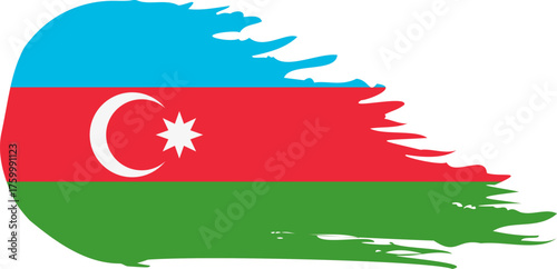 Azerbaijan comet flag fly, grunge brush vector