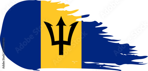 Barbados comet flag fly, grunge brush vector
