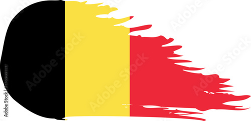 Belgium comet flag fly, grunge brush vector