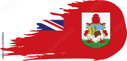 Bermuda comet flag fly, grunge brush vector