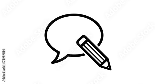 Conceptualizing Ideas With Pencil And Speech Bubble Against A Deep Black Backdrop