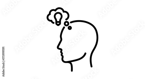 Conceptualizing Ideas: Silhouetted Mind With Lightbulb Spark Thought and Innovation