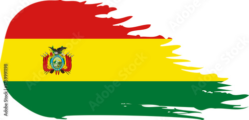 Bolivia comet flag fly, grunge brush vector
