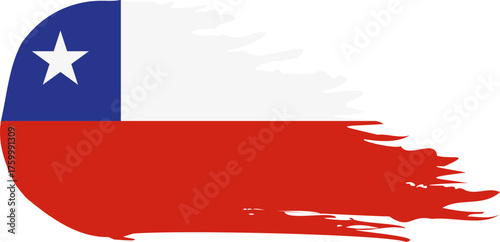 Chile comet flag fly, grunge brush vector