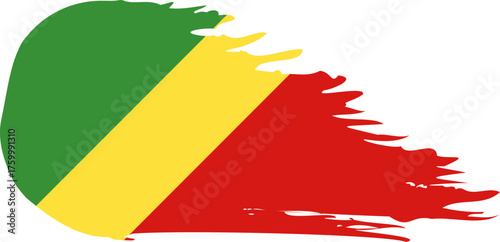 Republic of Congo comet flag fly, grunge brush vector