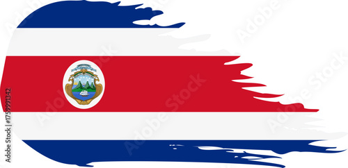 Costa Rica comet flag fly, grunge brush vector