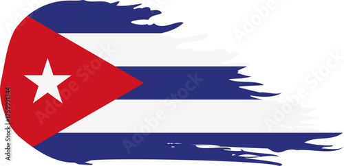 Cuba comet flag fly, grunge brush vector
