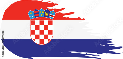 Croatia comet flag fly, grunge brush vector