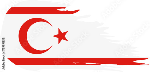 Turkish Republic of Northern Cyprus comet flag fly, grunge brush vector
