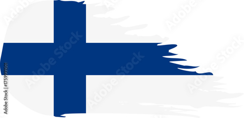 Finland comet flag fly, grunge brush vector