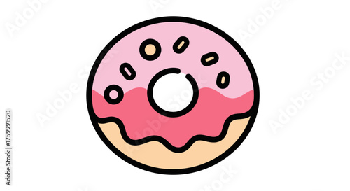 Deliciously Illustrated Donut Offering Sweet Treats and Confectionary Vibes on Black Background