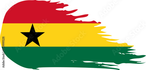 Ghana comet flag fly, grunge brush vector