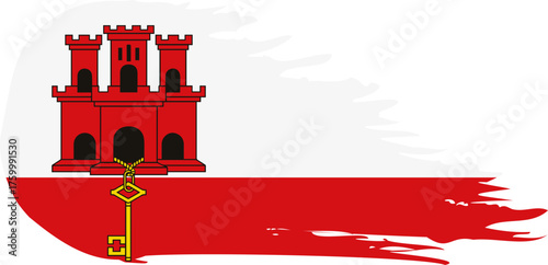 Gibraltar comet flag fly, grunge brush vector