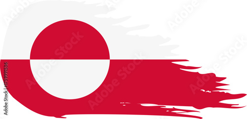 Greenland comet flag fly, grunge brush vector