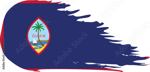 Guam comet flag fly, grunge brush vector