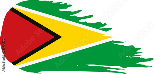 Guyana comet flag fly, grunge brush vector