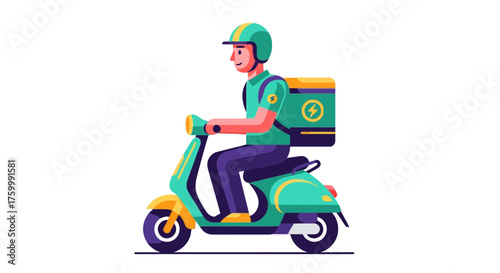Delivery Icon Depicting Courier On Electric Scooter Delivering Orders With Speed