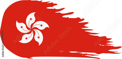 Hong Kong comet flag fly, grunge brush vector