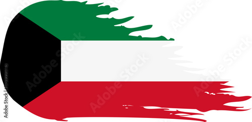 Kuwait comet flag fly, grunge brush vector