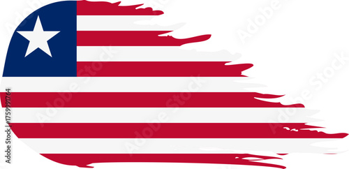 Liberia comet flag fly, grunge brush vector