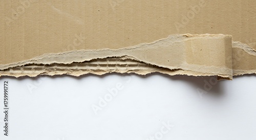 Torn cardboard revealing white space for creative design and concepts