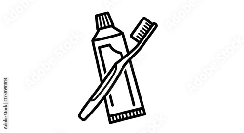 Dental Care Essentials Presentation: Toothbrush and Toothpaste Silhouette on Black Backdrop