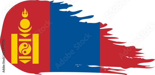 Mongolia comet flag fly, grunge brush vector