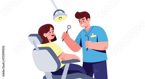 Dental Examination: A Doctor and Patient Interaction Under Illumination in Clinic